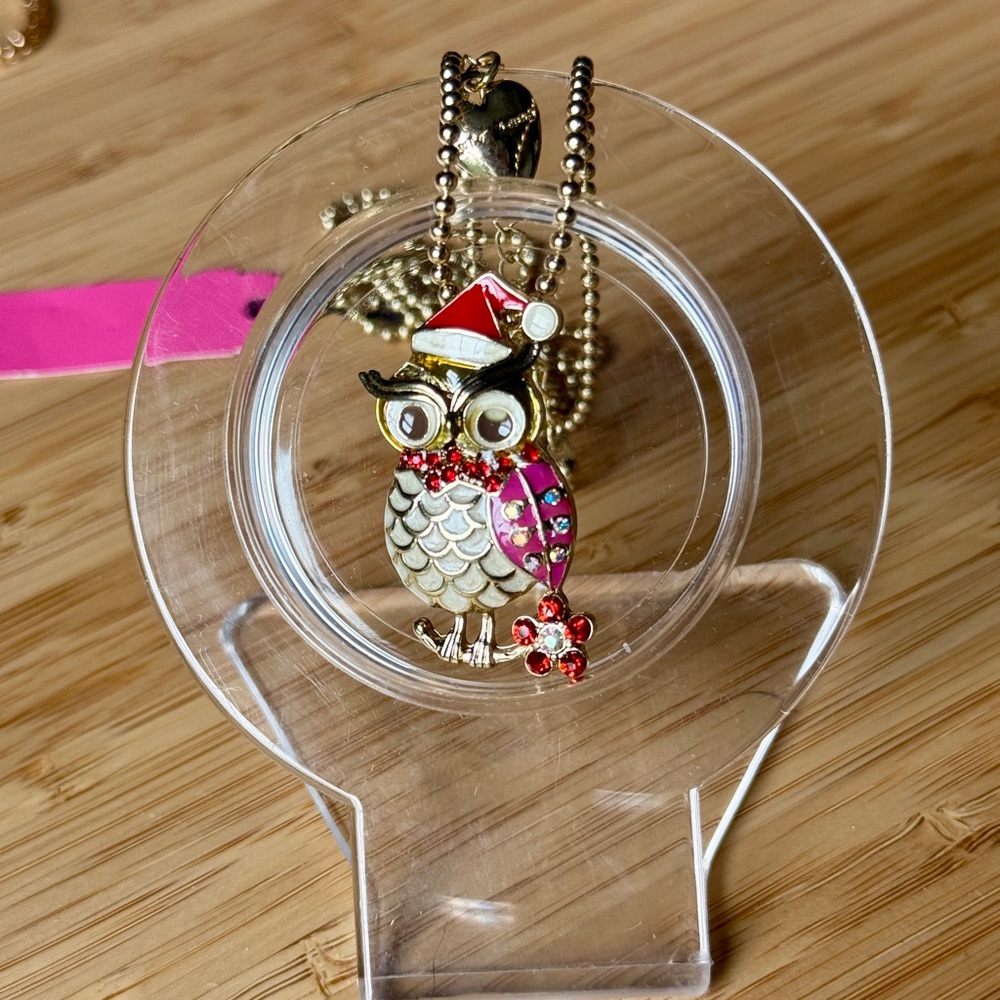 Delightful Christmas Owl Pendant Necklace! - Picture 3 of 3